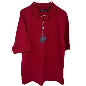 New Alan Flusser Golf Polo Shirt Mens Medium Red Cotton NWT Golfing MSRP $65